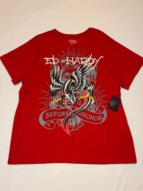Ed Hardy Red Short Sleeve Tee